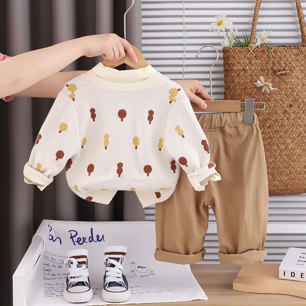 Kids Casual Long-Sleeve Set, Comfortable Daily Wear Outfits