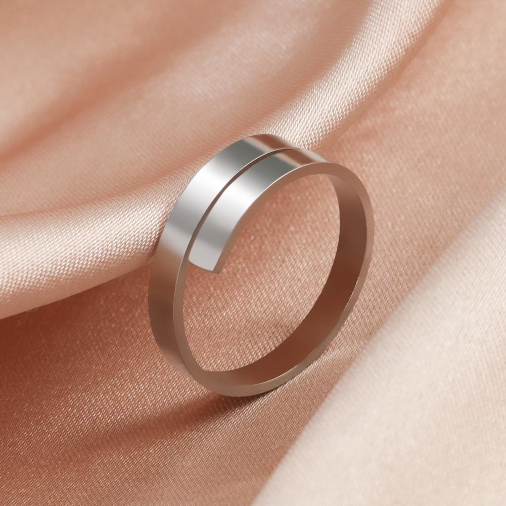 Minimalist Silver Open Ring Women Stainless Steel Adjustable Finger Ring Geometric Jewelry Valentine's Gift