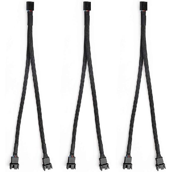 Aypzuke 3 Pack Computer PC PWM Fan Splitter Cable 1 to 2 (4 Pin+3 Pin) 3PACK 1 TO 2