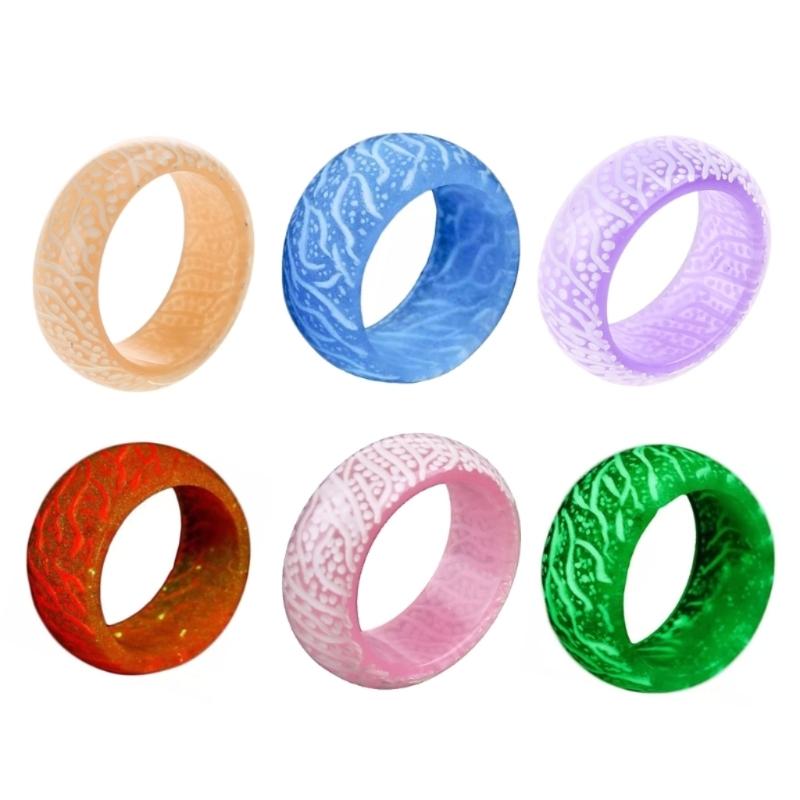 Luminous Glowing Rings Glowing in the Dark Rings Cute Simple Glowing Resin Rings Aesthetic for Women Girls Boys Jewelry Gift