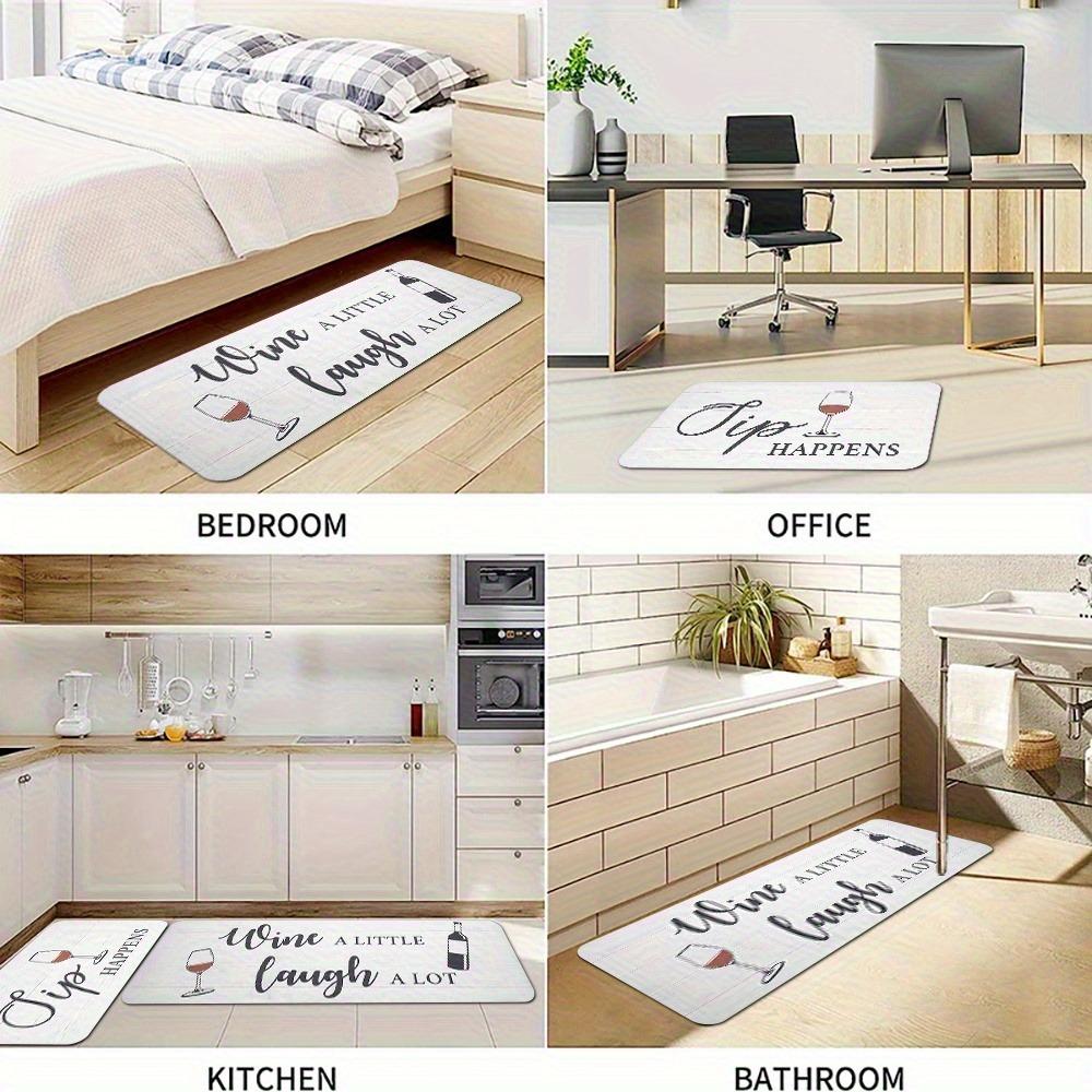 1PC Yellow Floral Pattern Kitchen Rug Non-Slip Door Mat Pop Design Bathroom Rug Bath Mat Carpet for Home Sink Laundry Decor