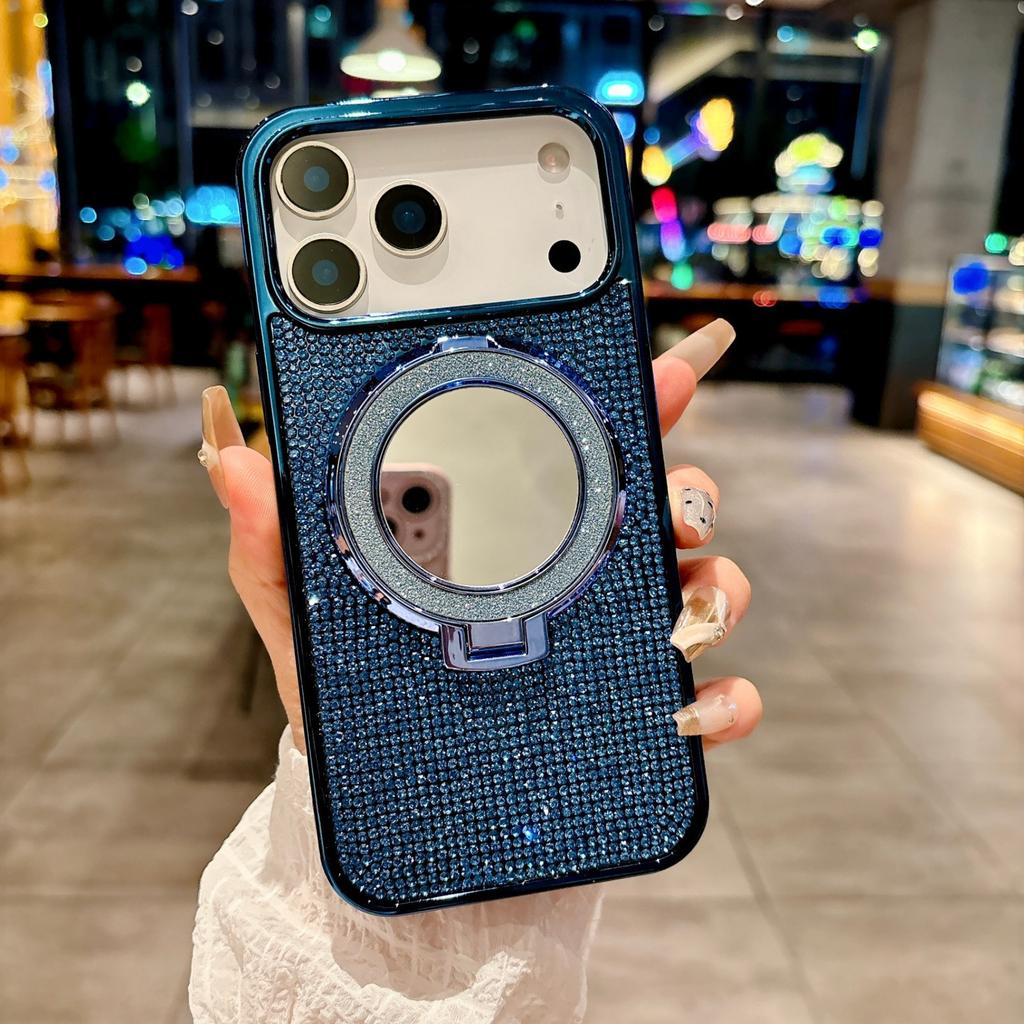 Applicable to Apple 11promax glitter makeup mirror s11 luxury electroplating magnetic suction S11ultra mobile phone case 11Pro