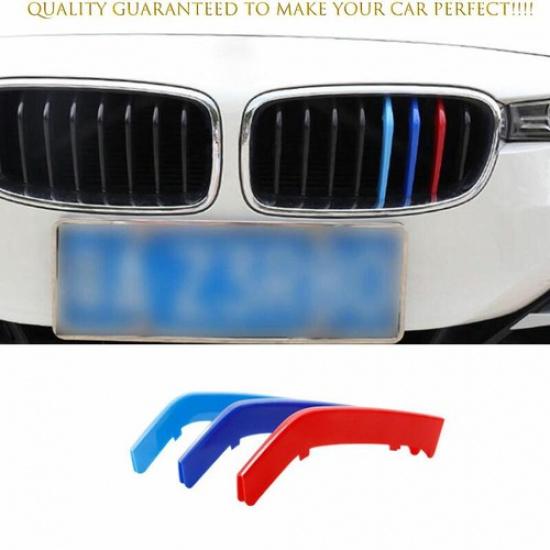For BMW 3-Series F30 2013 2014-2019 Front Bumper Mesh Grill Grille Strip 3PCS