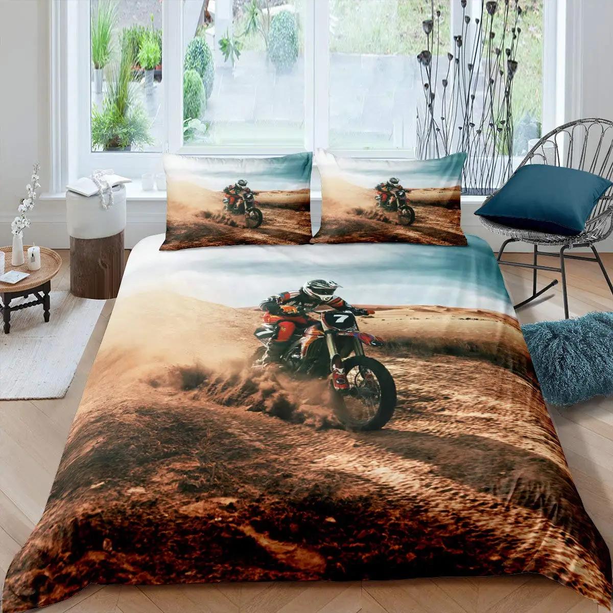 

Комплект постельного белья с изображением мотоцикла 3D Queen Bedding Duvet Cover Set Bedding Bed Cover Queen Bedroom Bed Cover Set Bed Set 70x133cm 2pcs золотой