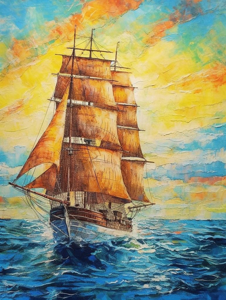 Boat Diamond Painting Sunset Landscape Rhinestones Picture Embroidery Seaside Diamond Mosaic New Arrival Kits Wall Decor