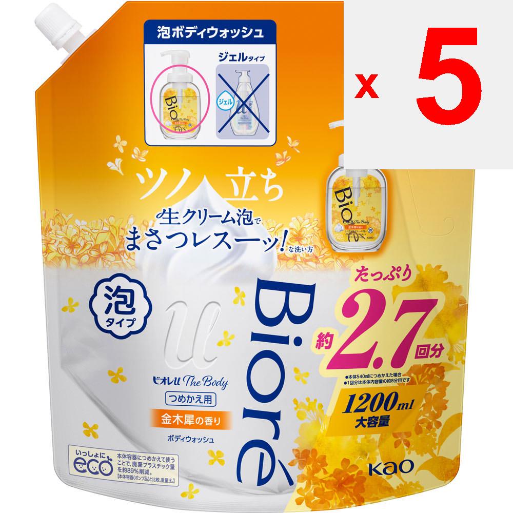 KAO Biore U THE BODY Foam Type Kinmokusai Fragrance Refill 1200mL Personal Medium Price Range Body Soap Press the Pump and the Foam Will Come Out. Tak