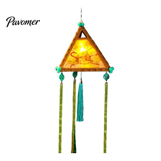 Kindergarten Art Project Supplies Chinese Style DIY Lantern Making Kit, Handmade Triangle Shaped Handheld Educational Craft Set for Kids with