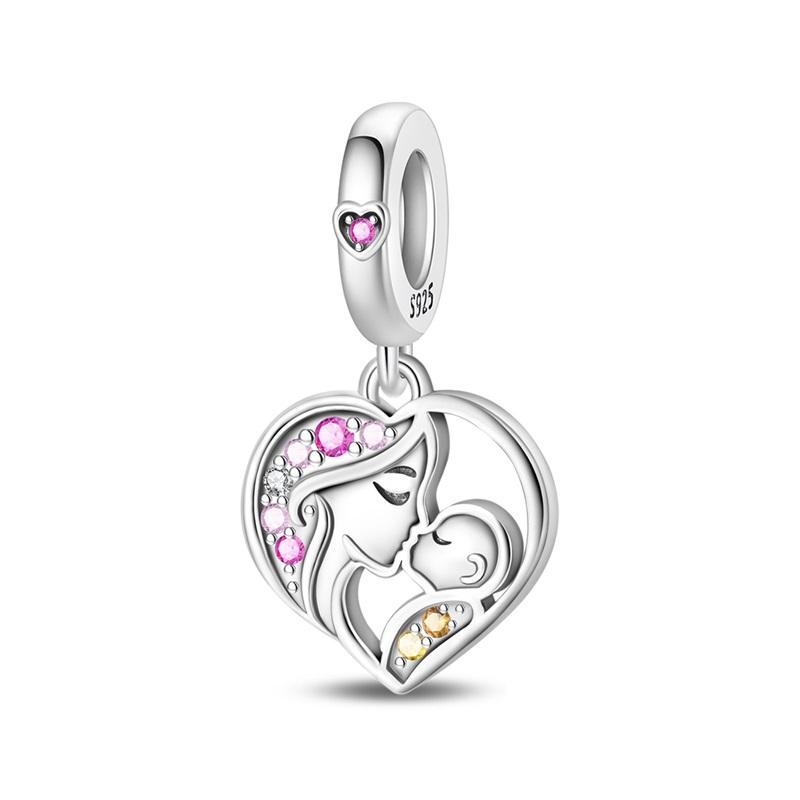 Family Series 925 Sterling Silver Parents Sisters Charms Love Bead Pendant Fit Original Charm Bracelets Women DIY Jewelry Gift