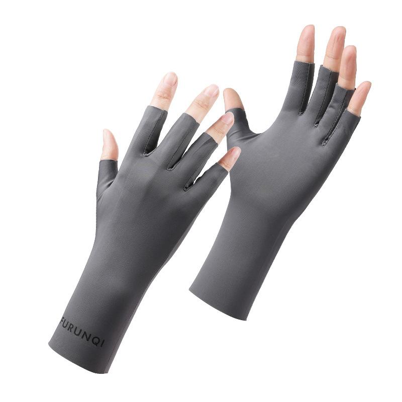 Letní ledové hedvábné opalovací rukavice s polovičními prsty Šetrné k pokožce Prodyšné Odolné proti UV záření Tenký styl Řidičské Rukavice na prsty Proti černání Nehtové umění