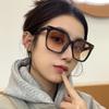 2025 Women's High-End Korean Style Gradient Brown Sunglasses with Large Frame & UV Protection