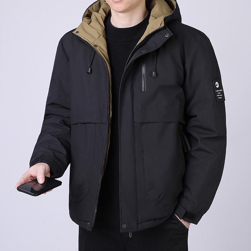 Men's Trendy Hooded Winter Jacket - Thick, Warm, Cotton-Padded Coat
