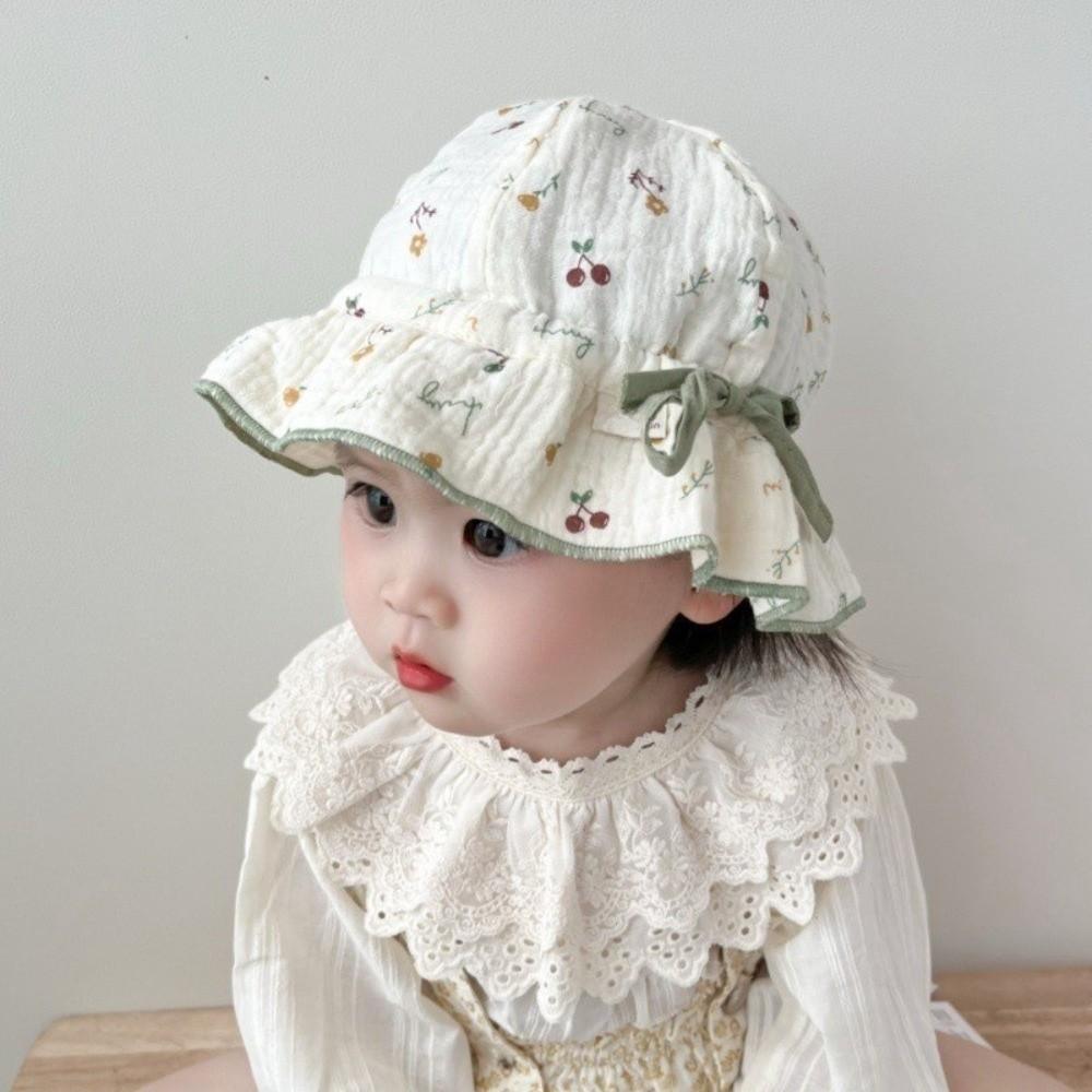 Thin Baby Girl Bucket Hat Sweet Flower Kids Outdoor Sunscreen Hat Cute Panama Fisherman Cap