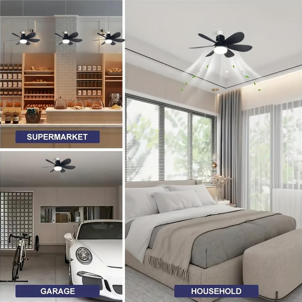 Intelligent Ceiling Fan with Light, Remote Control, Adjustable LED, 6 Blades, Ceiling Fan Installation, Hard Wired, 85V-265V Voltage, Lighting