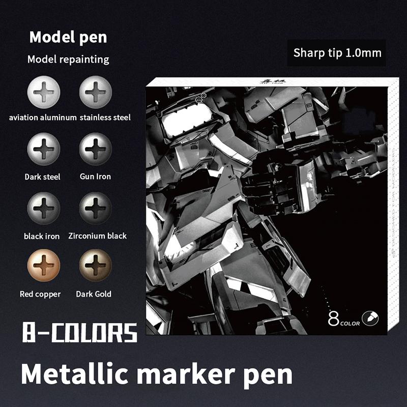 8 Colors Metallic Marker Pen 1Mm Diy Reflective Paint Pen Permanent Gold Silver Marker Touch Up School Model Painting Marking