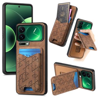 Embossed Retro Luxury Magnetic RFID Cards Solt Leather Phone Case For Xiaomi 17 Pro Max 17Pro 15T Kickstand Shockproof Cover