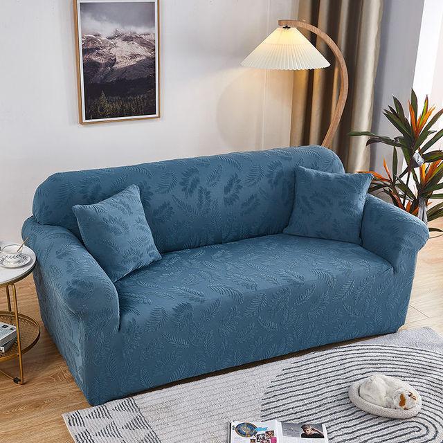 

Чехол для дивана для гостиной, однотонный эластичный комбинированный полный комплект, толстые жаккардовые чехлы для диванов, защитная мебель для общей мебели S 1seater 90-140cm синий
