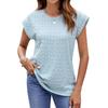 Spring Summer Solid Color Jacquard Solid Color Round Neck Short Sleeved T-shirt Top for Women Shirt