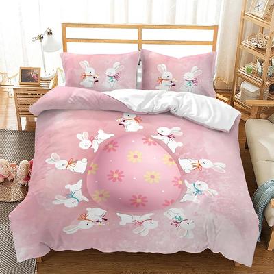 Easter Beautiful Egg Rabbit Bunny Comfortable Duvet Quilt Cover Pillowcase Bedding Set Children Bedroom Decoration Home Textile