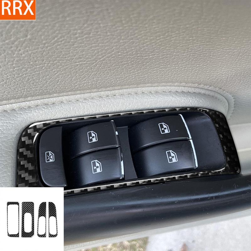 For Saab 9-3 2003-2011 Real Carbon Fiber Sticker Window Lift Control Button Panel Trim Cover Car Accessories Interior Decorative