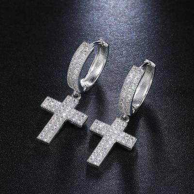 Nuovi Orecchini Pendenti a Croce Color Argento di Lusso per Donna Accessori Eleganti Festa da Ragazza Versatili Orecchini Femminili Moda Coreana