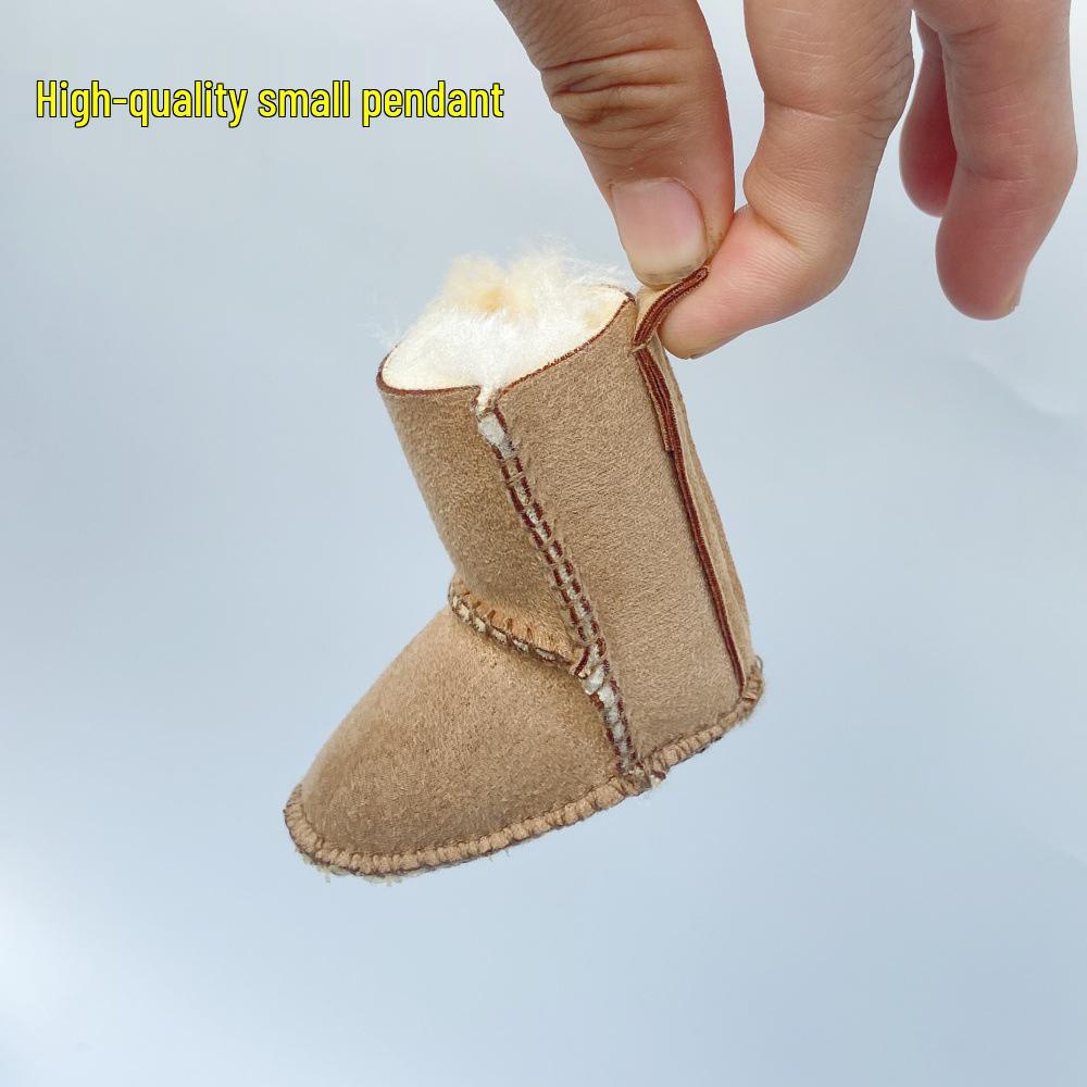 Suede Fur Baby Snow Boot Keychain Pendant