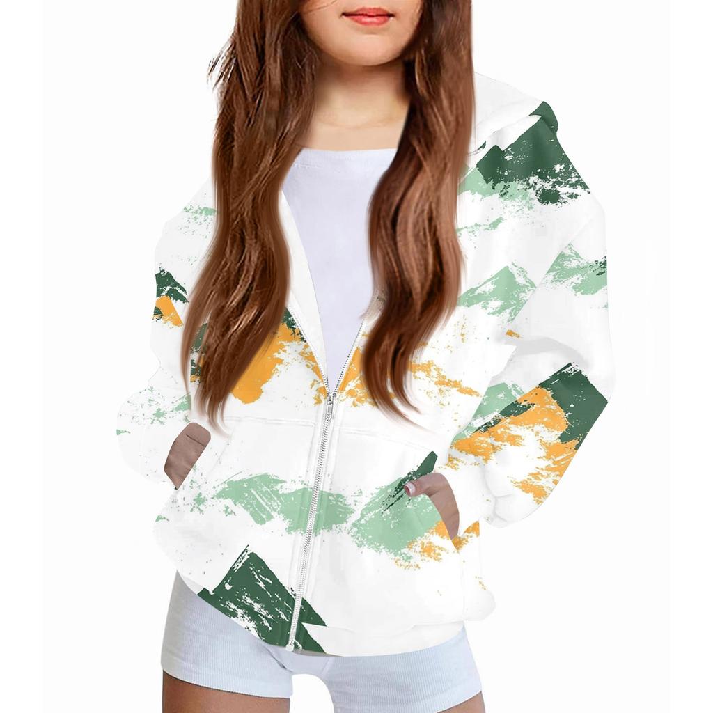 Children's Fashion Christmas Printed Long Sleeved Hooded Sweatshirt Girls' Hoodie Jacket