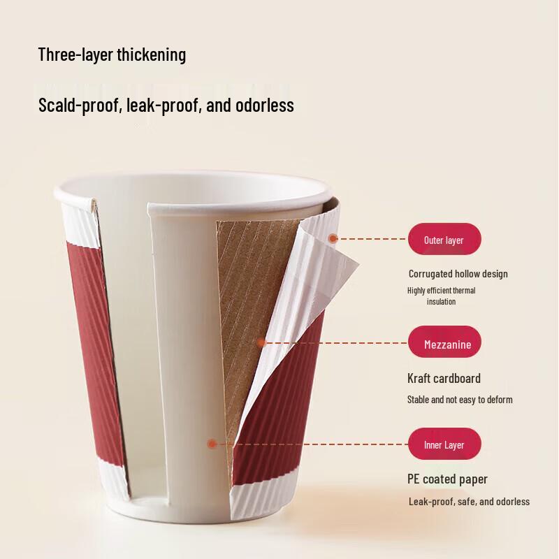 Deli 280ml Three-Layer Disposable Paper Cups
