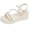 French One-word Sandals Women's 2025 New Summer Wear Casual with Skirt Platform Beach Shoes Sandals Women's Shoes
