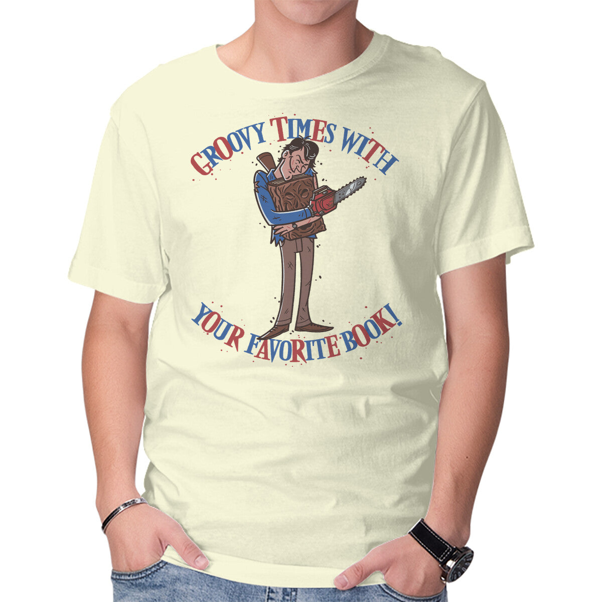 Unisex Crew Neck T-Shirt Groovy Book Graphic Short Sleeve Casual Tee XXXXL