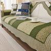 Cotton Sofa Cushion Four Seasons Universal Splicing Pastoral Style Couch Cushion Three Color Wooden Ear Edge Non-slip Sofa Cover