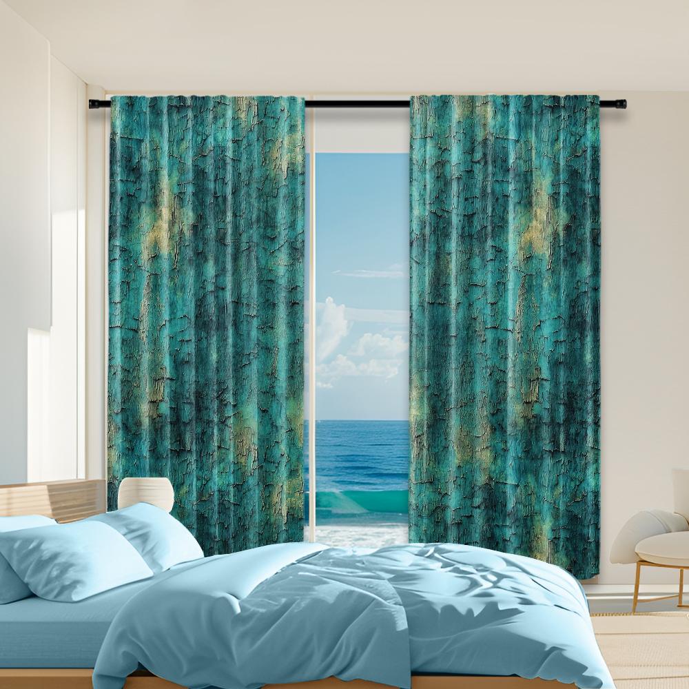 

2 pcs versatile polyester transparent curtains for home decoration blue industrial style for use in bedrooms and living rooms 100*130 Grommet Top 1pcs