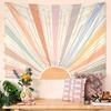 Kanuyee Boho Sun Tapestry Wall Hanging, Retro 70s Abstract Rainbow Aesthetic Sunrise Vintage Tapestries for Bedroom Living Room