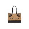 Large Logo Casual Magnetic Closure Fabric And Leather Tote Bag Women Tote Sand Black 6304584