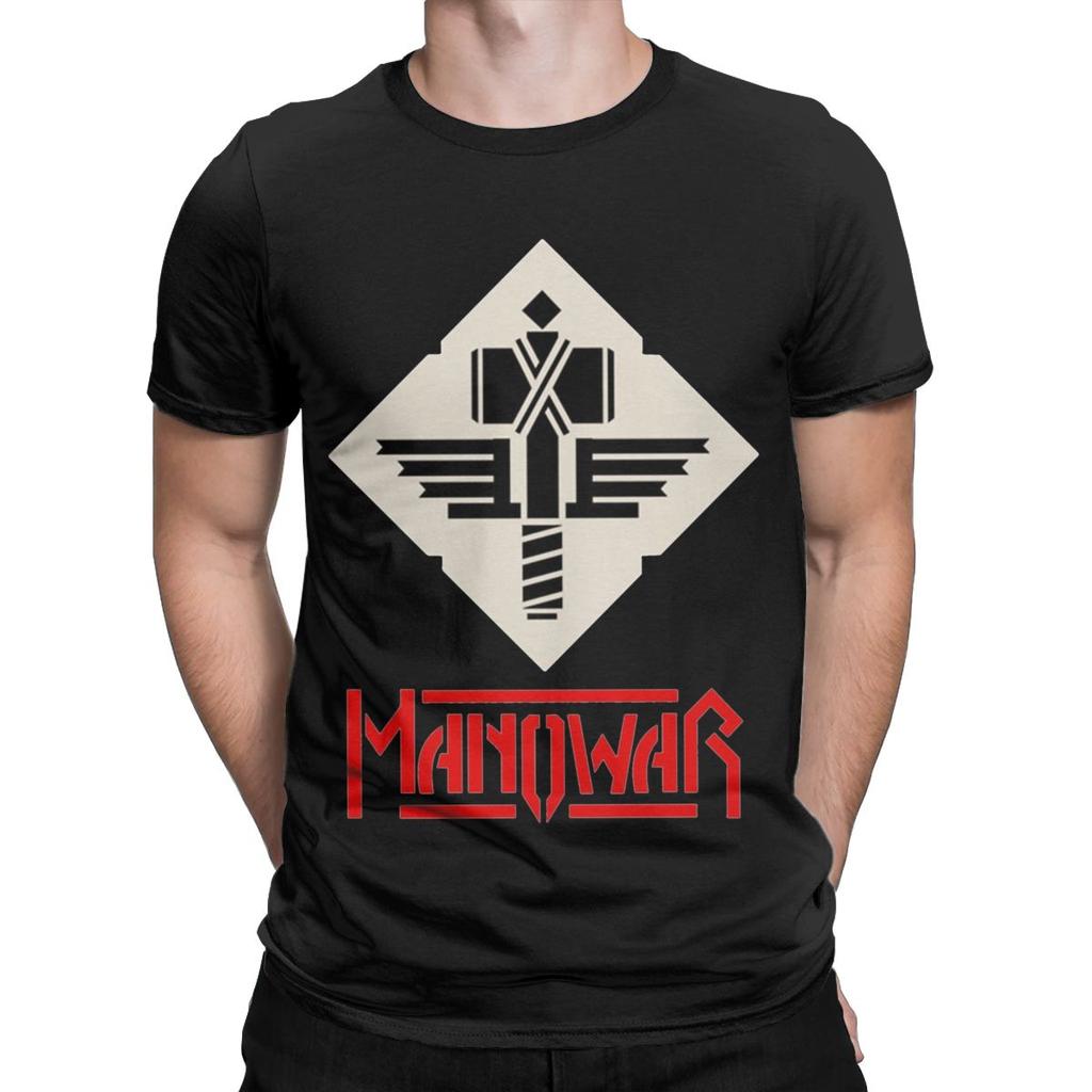 Herren T-Shirt Manowar Lässiges Reines Baumwoll T-Shirt Kurzarm T-Shirts O-Ausschnitt Tops 4XL 5XL