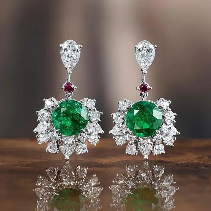 New Green Crystal Stone Earrings In Europe And America, Paired With Dazzling Luxury Women'S Anniversary Gifts, Gorgeous Jewelry