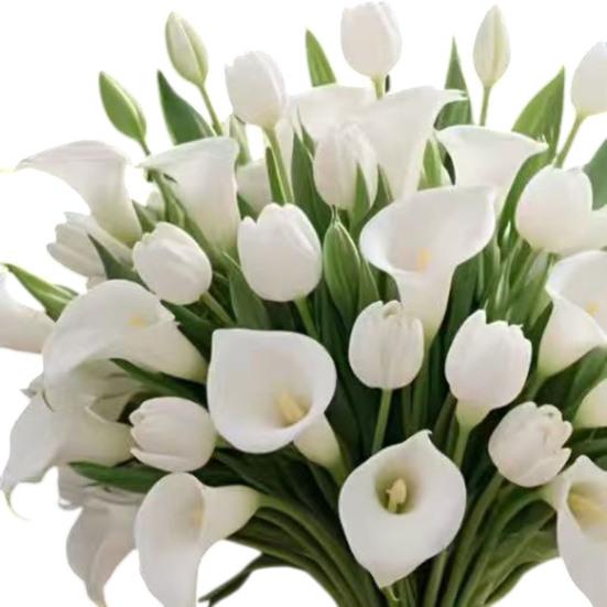 Calla Lily Artificial Flower Bouquet Mixed Calla Lily Baby's Breath Tulip
