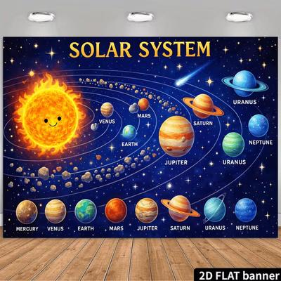 2D Weltraum-Hintergrund Sonnensystem Planeten Kinder Wissenschaft Fotografie Hintergrund