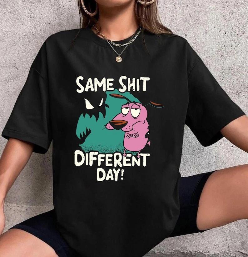 Funny Courage The Cowardly Dog Vintage T-Shirt, Courage The Cowardly Dog Shirt M