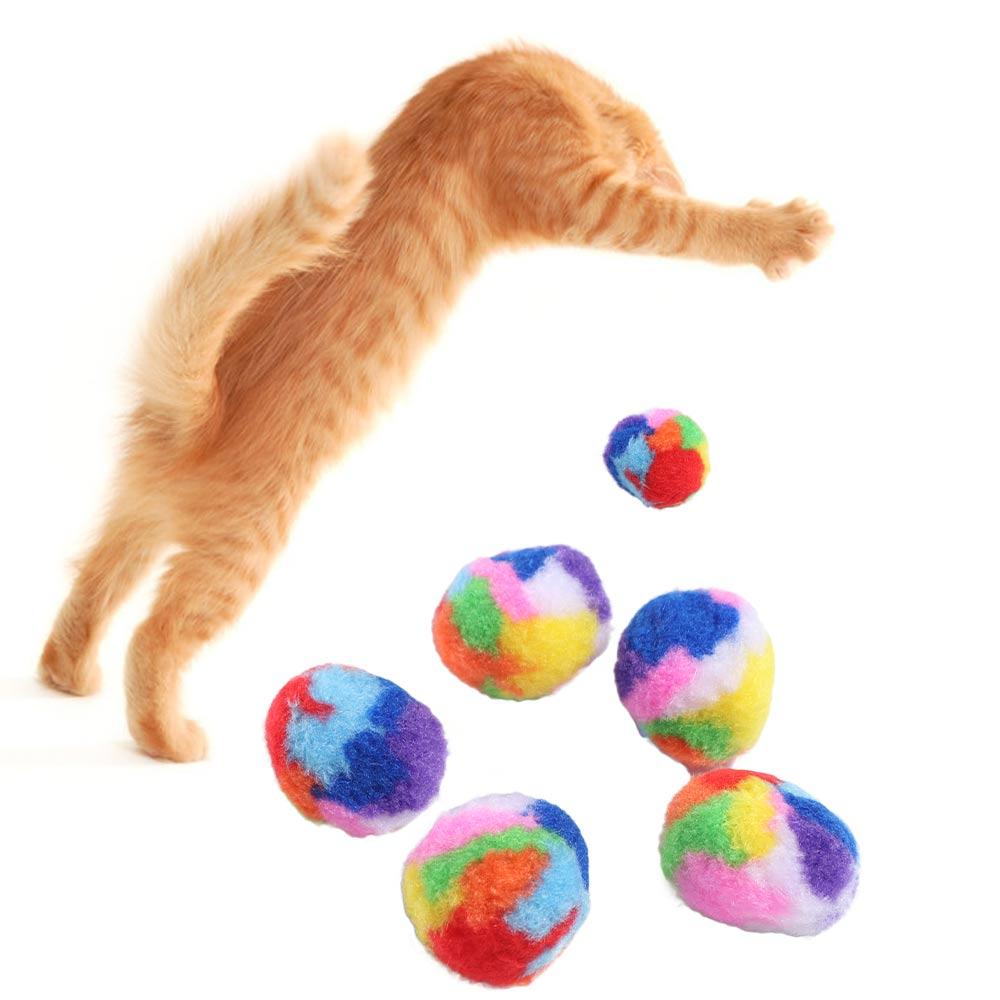 5 Stück/Set Bunte Plüsch-Katzen-Spielzeuge Ball Plüsch-Katzen-Zerrball Katzen-Trainings-Stiller Ball Langeweile vertreiben