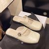 Korean version of the outer wear flat bottom versatile square head cool slippers women's 2025 new spring and summer low heel retro lazy bag head half