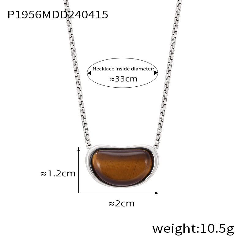Hong Kong Style Elegant Retro Tiger Eye Pendant Necklace for Women - Geometric Clavicle Chain Jewelry