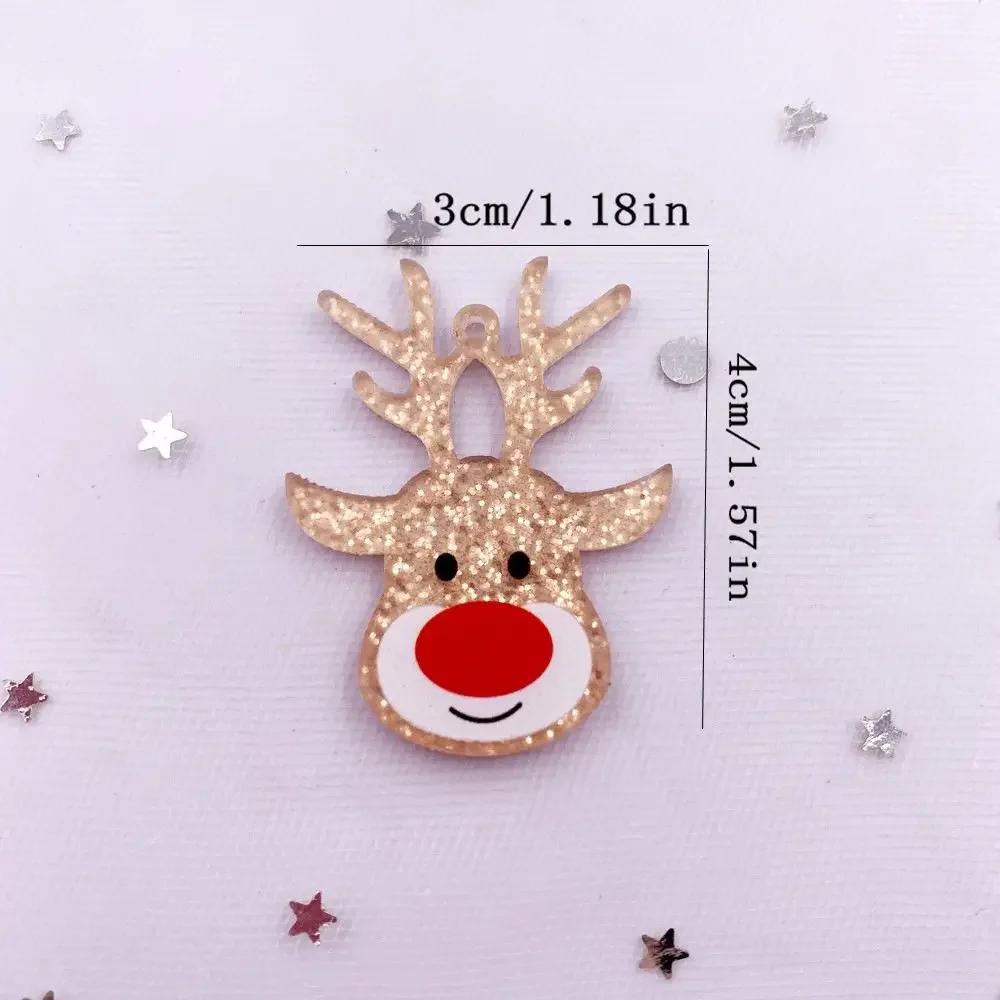 6 STÜCKE Bunt Glitzernd Goldener Weihnachts Hirschkopf Flache Rückseite Acrylplatte Miniaturmuster Applikation DIY Schmuckdekor Kunsthandwerk