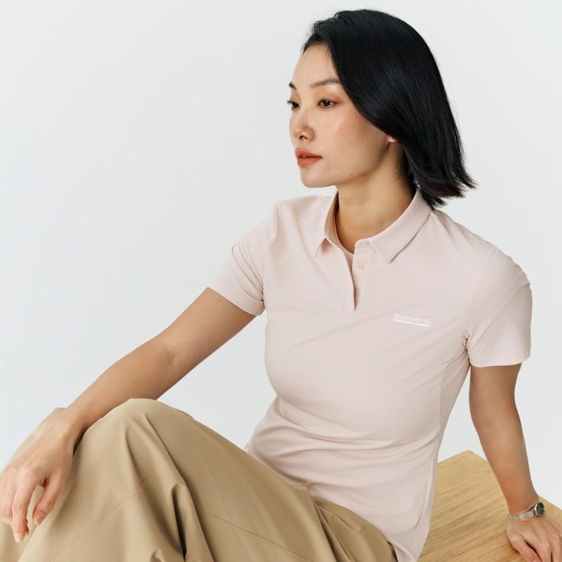 Skechers Solid Color Breathable Short Sleeve Polo Shirt Women Tops P226W011-028B