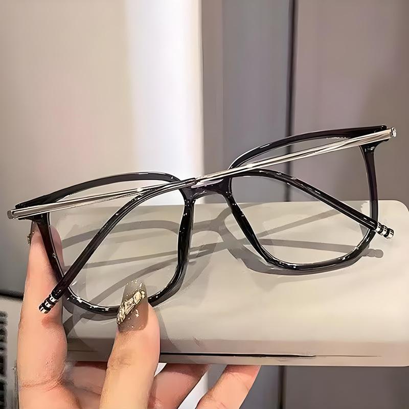 Versatile Large Frame Myopia Glasses Exquisite Metal Square Anti Blue Light Literature And Art Eyewear For Women Men 0 To -4.0