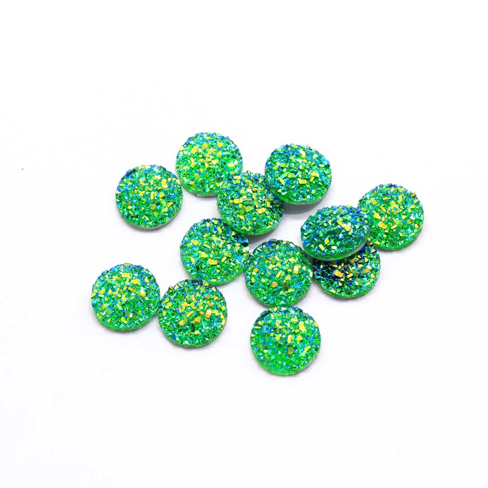 12MM Resin Flat Round AB Finish Cabochons Druzy Charms Flatback Colored Druzy Resin Cabochon Jewelry Making Supplier