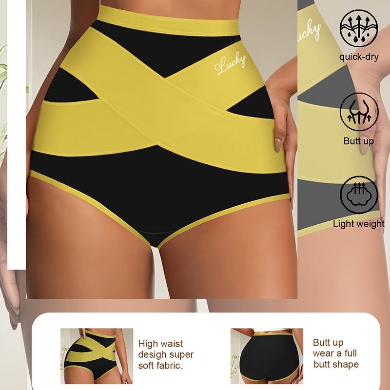 

Цветовые блоки, С высокой талией, Формирующие фигуру брюки, Перекрещенные бандажи, Поддержка бедер, Компрессия живота, Женское, Нижнее белье XXL жёлтый