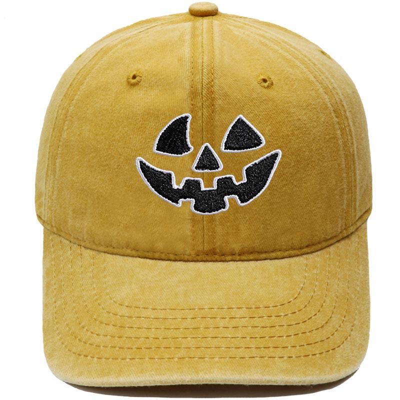 Halloween pumpkin grimace embroidered baseball cap European and American washed retro jack lamp holiday casual dad hat