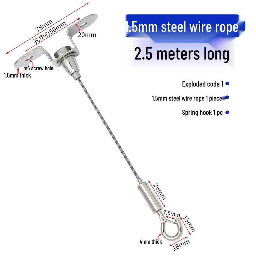 Adjustable Steel Wire Rope Hanging Kit with Chandelier Lock and Buckle
