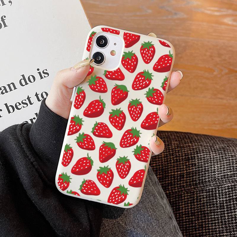 Peach strawberry Phone Case Soft Solid Color for iPhone 11 12 13 mini pro XS MAX 8 7 6 6S Plus X XR