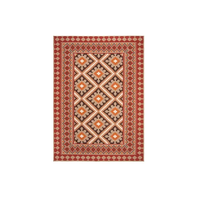 Zuidwestelijke Navajo Stijl Vloerkleed Rood Tribaal Geometrisch Antislip Wasbaar Tapijt voor Woonkamer, Slaapkamer, Huisdecoratie 40x60cm 16x24inch